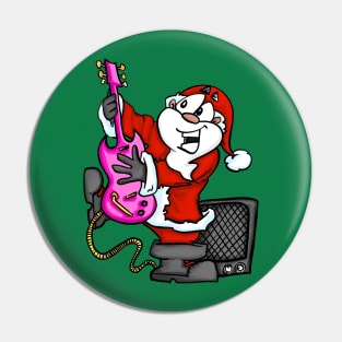 Santa playing Electric guitar Pin