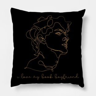 Monoline Beautiful Man Face I Love My Book Boyfriend Pillow