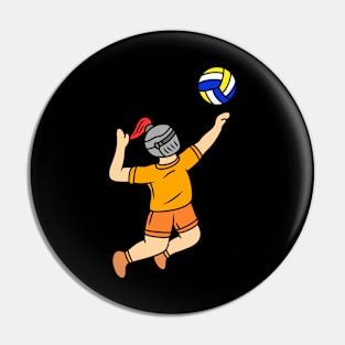 Cute cartoon knight playing volleyball Pin