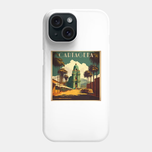 Cartagena Colombia Vintage Travel Art Poster Phone Case by OldTravelArt