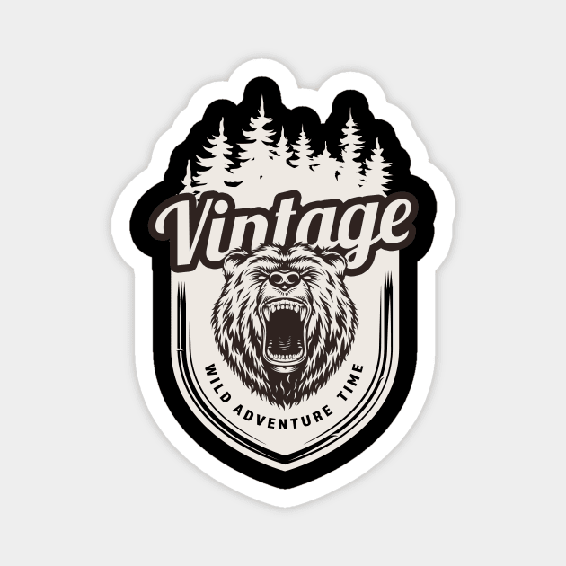 Vintage Bear Adventure Magnet by Imutobi