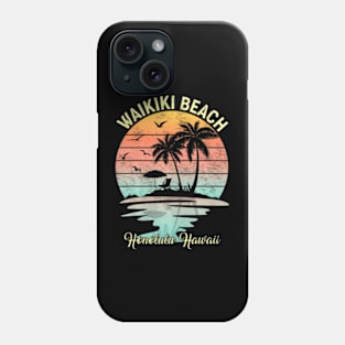 Family Vacation Retro  Honolulu Hawaii Waikiki Beach Phone Case