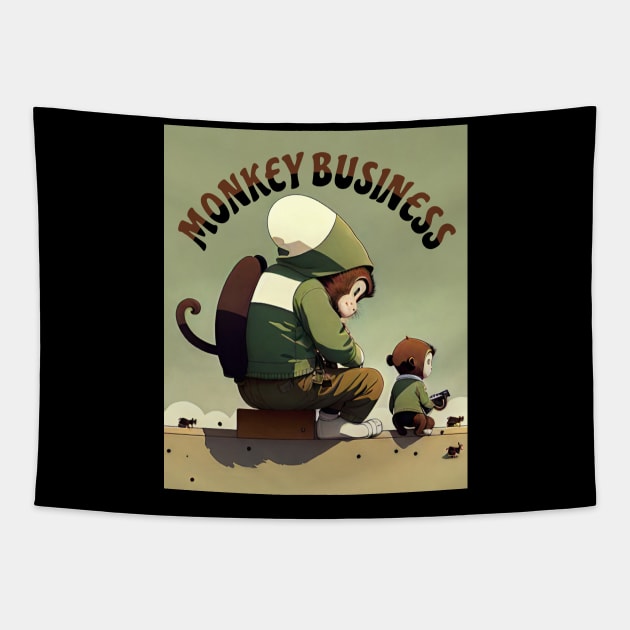 Monkey Business Tapestry by Tezatoons