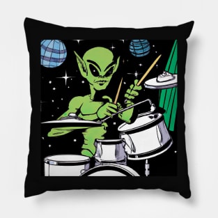 Alien drummer rock star space jam Pillow