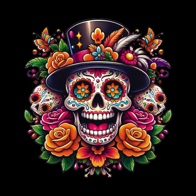 Sugar Skull Art -  Marigold Sugar Skull by ImaginativeInkPOD