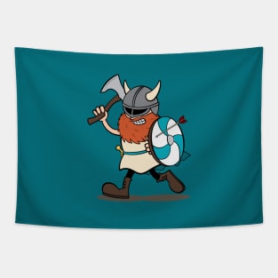 Viking Berserker Cartoon (Player 5 / teal) Tapestry