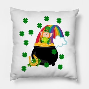 Leprechaun on rainbow Pillow