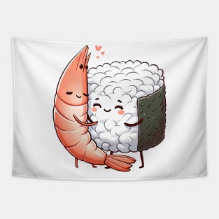 Sushi and Shrimp Hug Tapestry