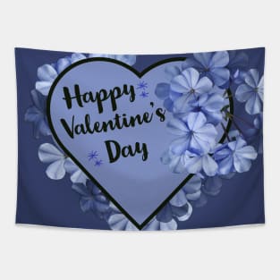 Happy Valentine's Day with Purple Heart and Flowers Tapestry