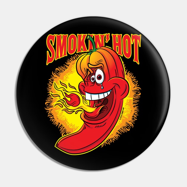 Smokin Hot Spicy Flaming Red Hot Chili Pepper Pin by eShirtLabs