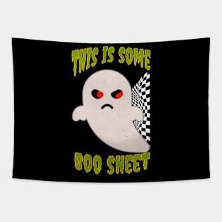 This Is Some Boo Sheet Funny Halloween Ghost Checkered Flag Tapestry