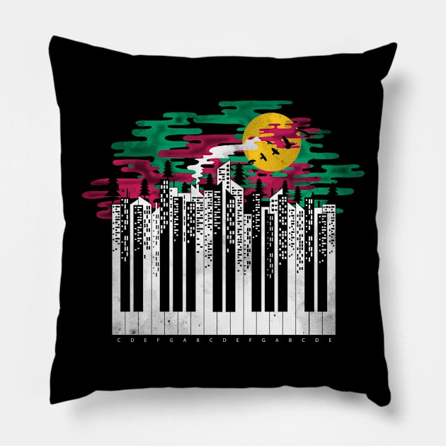 Piano city Pillow by ChetanAdlak