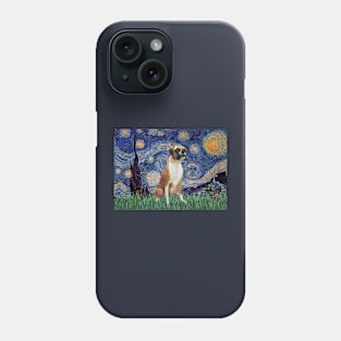 Starry Night (Van Gogh) Adapted to Feature a Boxer (natural ears) Phone Case