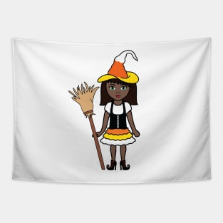 Candy Corn Witch Halloween Trick or Treat Sticker 3 Tapestry