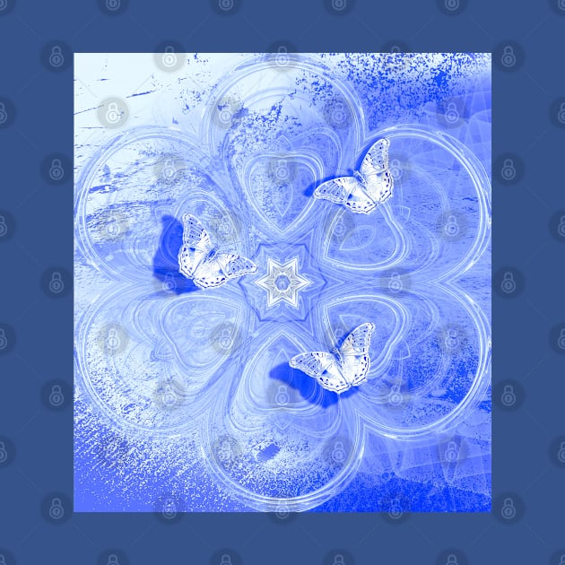 Butterflies in blue abstract landscape by hereswendy