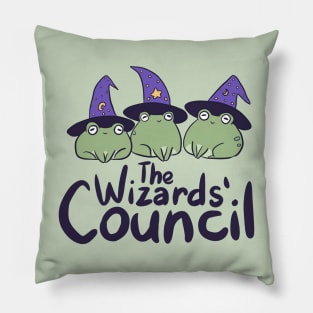 The wizards council a cute wizard frogs wearing a magic hats Pillow