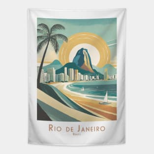 Vintage Rio de Janeiro Brazil Travel Poster Tapestry