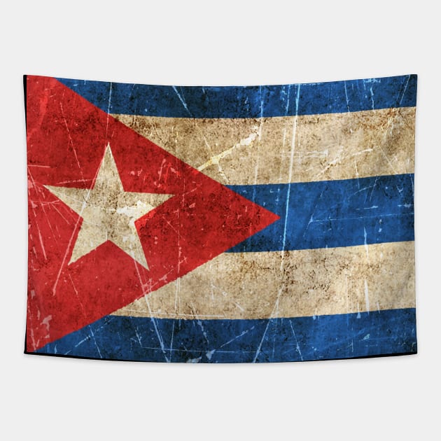 Vintage Aged and Scratched Cuban Flag Tapestry by jeffbartels