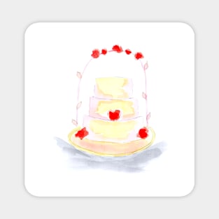 Wedding, cake, banquet, sweet treat, tasty, food, watercolor, illustration Magnet