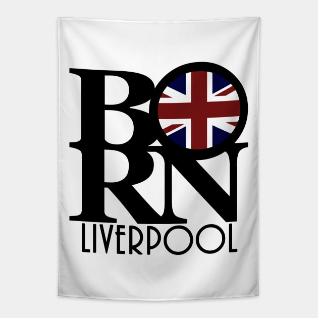 BORN Liverpool (UK Flag) Tapestry by UnitedKingdom
