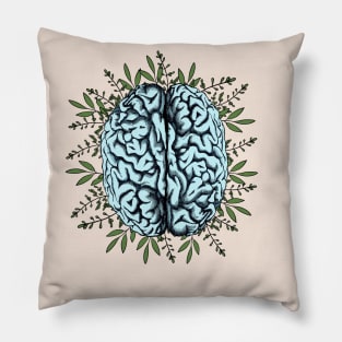 Side Brain,leaves,positivity, creativity, right hemisphere brain, health, Mental, mind Pillow