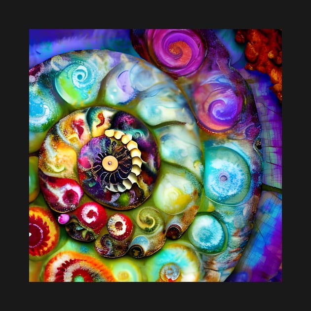 Abstract Nautilus Ammonite Spiral Art by LittleBean