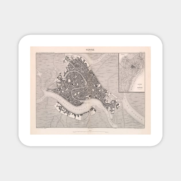 Old Venice Italy Map (1846) Vintage Venezia Italia Atlas Magnet by Bravuramedia