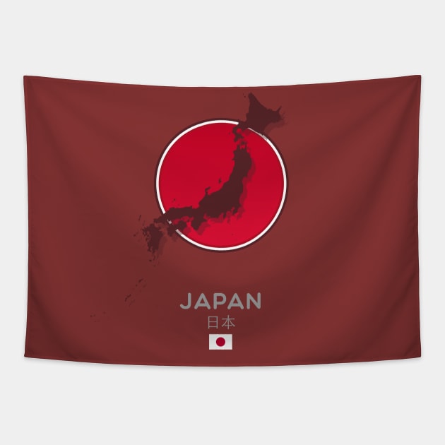 Japan Map and Flag Tapestry by 9bitshirts