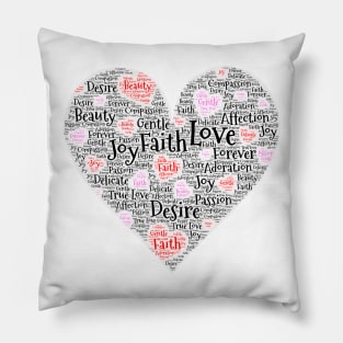 Black Word Cloud Heart With Hearts Original Art Pillow