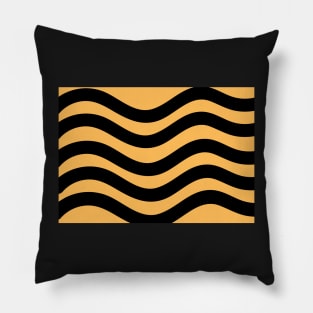 Orange and Black Wavy Lines Pillow