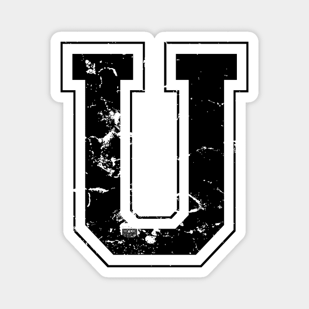 Initial Letter U Black Jersey Sports Athletic Player Magnet by porcodiseno