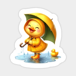 Cute Duck in the Rain Magnet