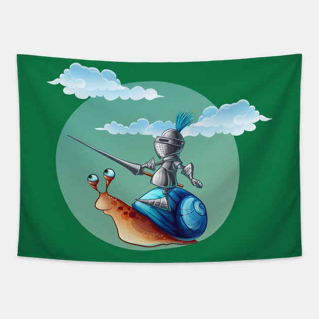 funny knight cochlea Tapestry by Mako Design 