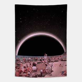 Under The Eclipse - Space Aesthetic Collage, Retro Futurism Tapestry