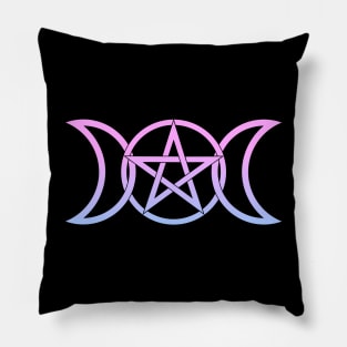 Triple Moon Goddess pastel pink to blue Pillow