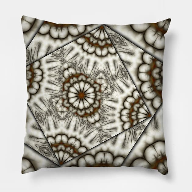 Abstract bold fans in brown and beige Pillow by hereswendy