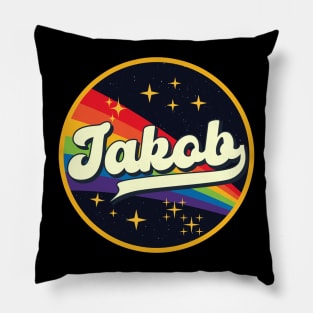 Jakob // Rainbow In Space Vintage Style Pillow