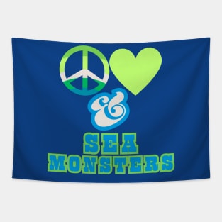 Peace, Love & Sea Monsters  - Pacific Northwest Style Tapestry