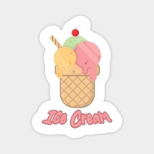 Hand Drawn Yummy Ice Cream Cone Cute Design Magnet