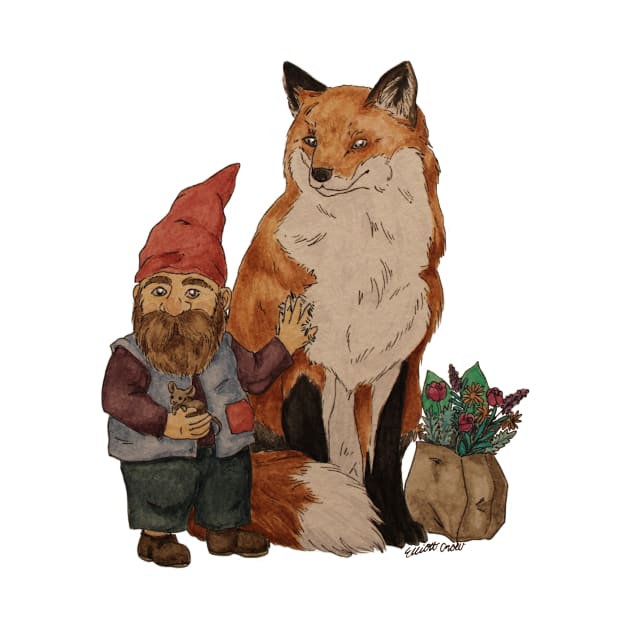 Gnome and Fox by CrowTownArt