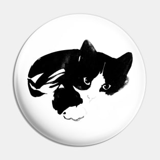 black and white cat Pin