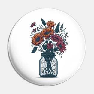 Flowers in a Mason Jar Pin