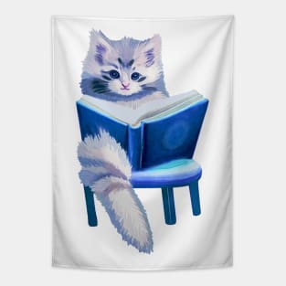 Book Reading Kitty Tapestry