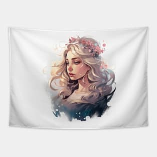 Rose Princess Watercolor Tapestry