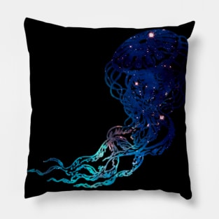 Blue Galactic Jelly Fish Pillow