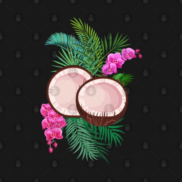 Tropical Coconut and Leaves by Souls.Print