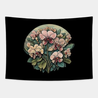 Orchid Vintage Retro Wildflower Flora Bloom Blossom Tapestry