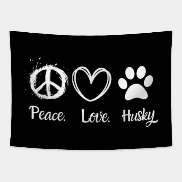 Peace Love Husky Tapestry by Batrisyiaraniafitri