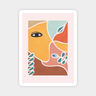 Woman Lines Botanical Colorful Magnet