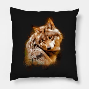 Mexican gray wolf painted with colored chalks Pillow